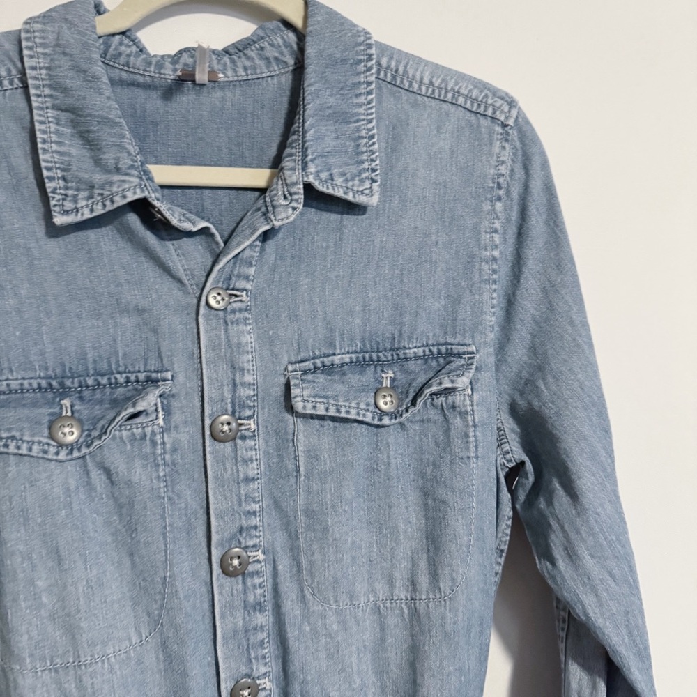 Free People - Long Sleeve Denim Romper - Picture 3 of 6